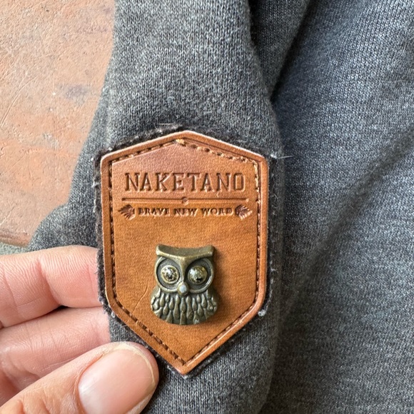 Women's Large Naketano Hoodie Gray Solid Pullover - Picture 3 of 7